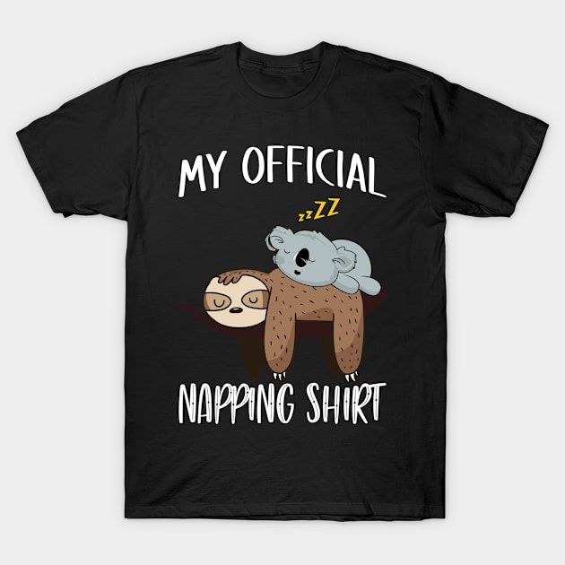 Sleeping Sloth Koala Pyjamas My Official Napping T-Shirt by Gtrx20